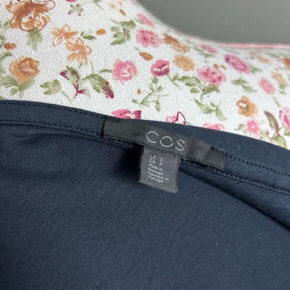 Cos One Shoulder Dress Navy Blue Short Sleeve Asymmetrical Mini T-Shirt Small - Picture 8 of 10